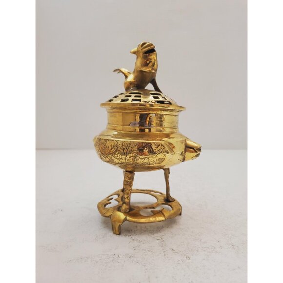 Antique brass/bronze incense burner with Foo Dog - Picture 4 of 10